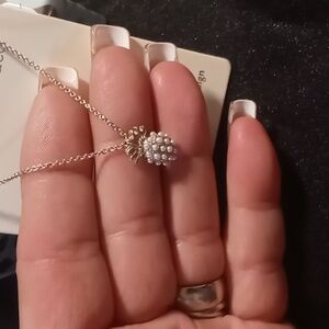 Fresh & co. Pineapple pendant necklace delicate pearl stuffed